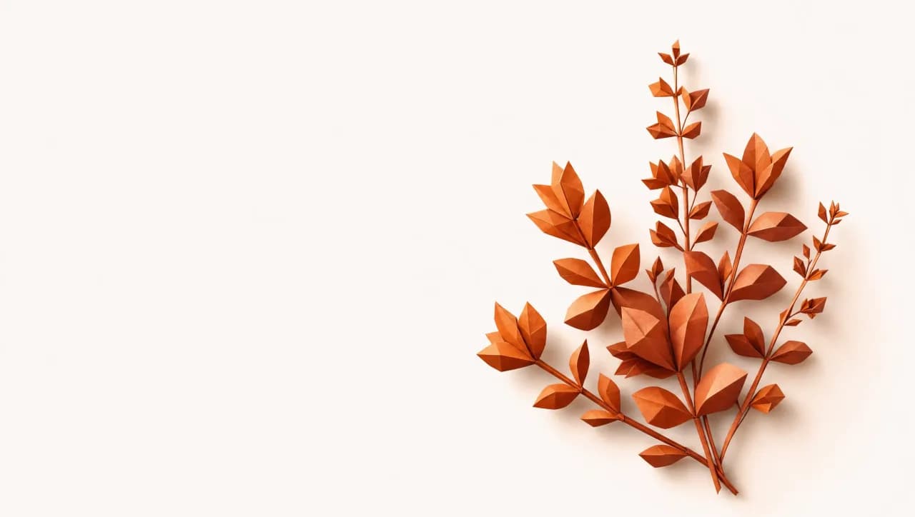 p-Cymen — stilisierte Illustration typischer Quellen (Thymian, Oregano, Kümmel)